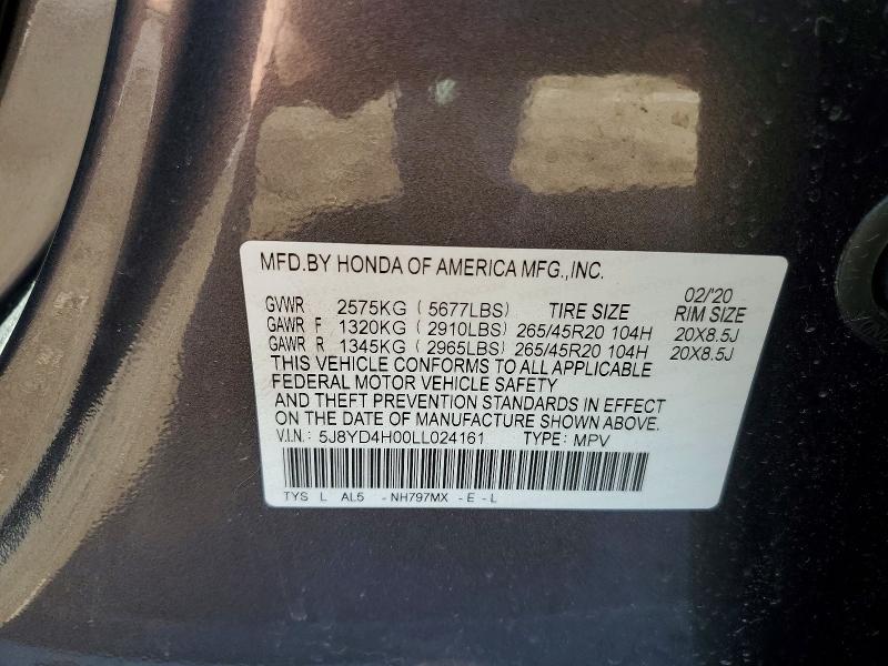 Продажа на аукционе авто 2020 Acura Mdx, vin: 5J8YD4H00LL024161, номер лота: 52063526