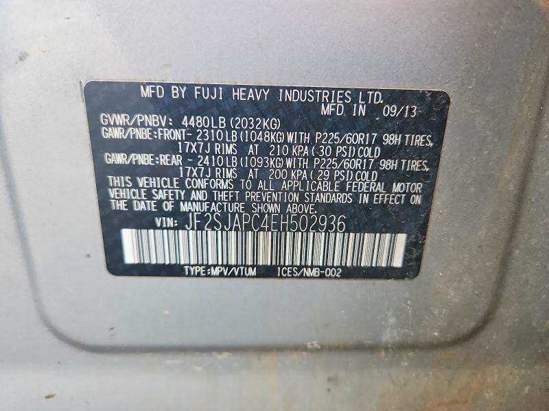 54645086 :رقم المزاد ، JF2SJAPC4EH502936 vin ، 2014 Subaru Forester مزاد بيع