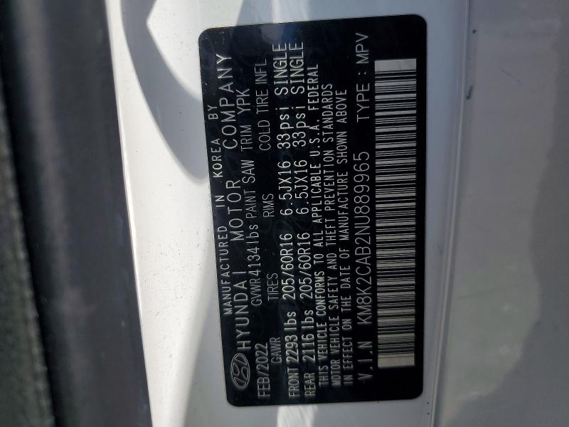2022 Hyundai Kona მანქანა იყიდება აუქციონზე, vin: KM8K2CAB2NU889965, აუქციონის ნომერი: 53471476