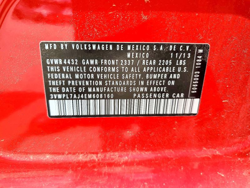 Aukcja sprzedaży 2014 Volkswagen Jetta, vin: 3VWPL7AJ4EM608160, numer aukcji: 54236846