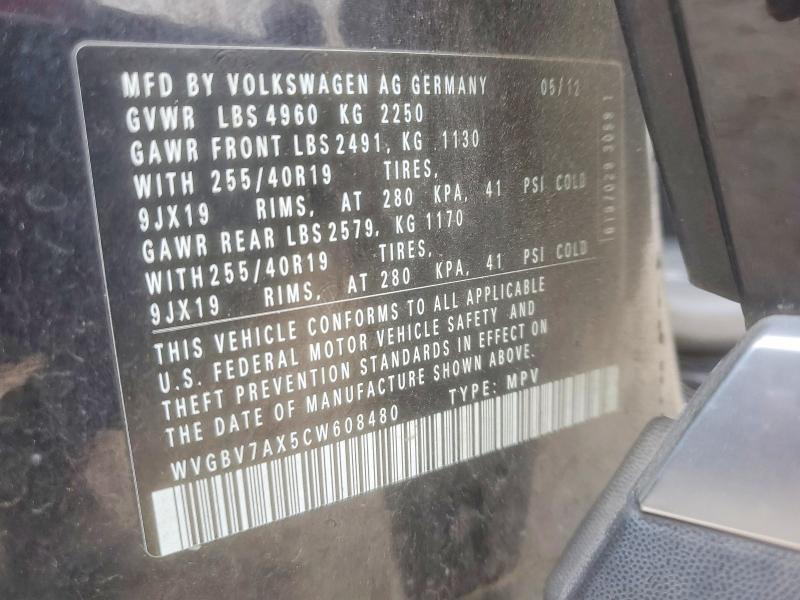 Aukcja sprzedaży 2012 Volkswagen Tiguan, vin: WVGBV7AX5CW608480, numer aukcji: 52430406