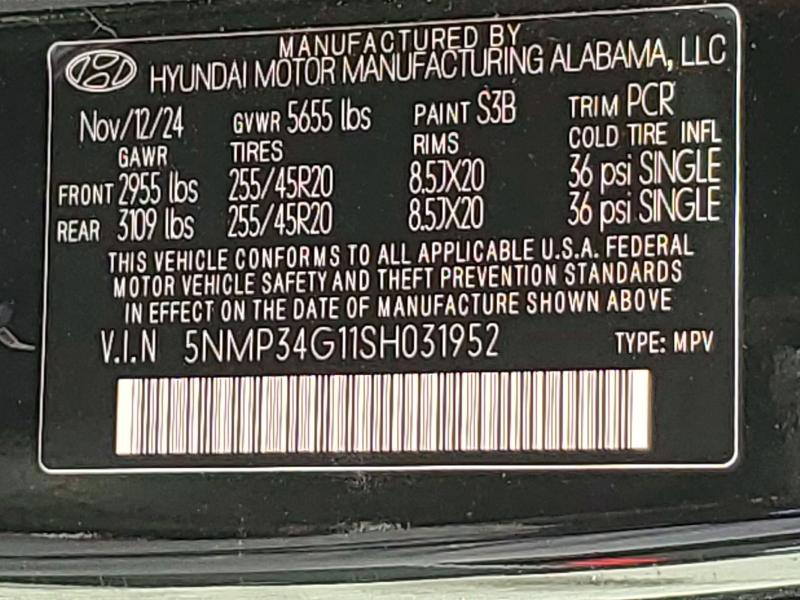 Aukcja sprzedaży 2025 Hyundai Santa Fe, vin: 5NMP34G11SH031952, numer aukcji: 54821716