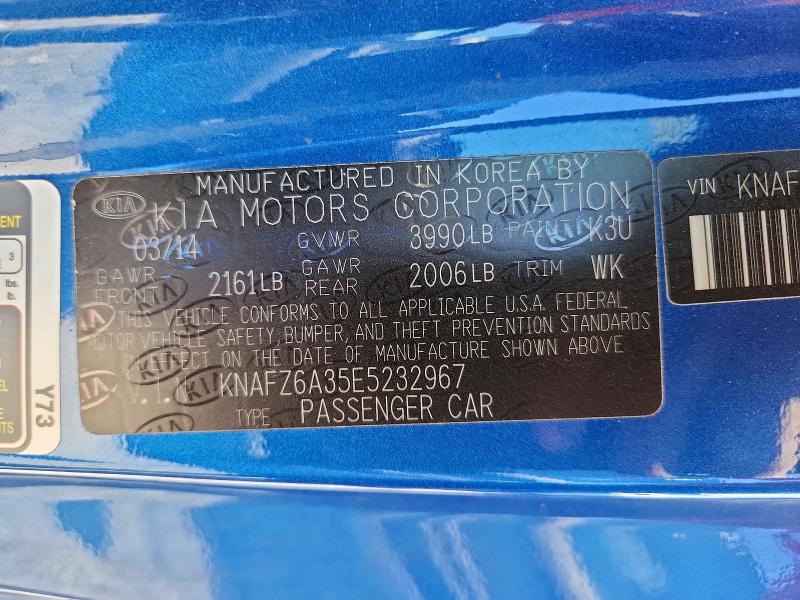 52752226 :رقم المزاد ، KNAFZ6A35E5232967 vin ، 2014 Kia Forte مزاد بيع