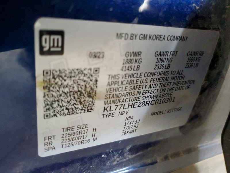 52591116 :رقم المزاد ، KL77LHE28RC010301 vin ، 2024 Chevrolet Trax مزاد بيع