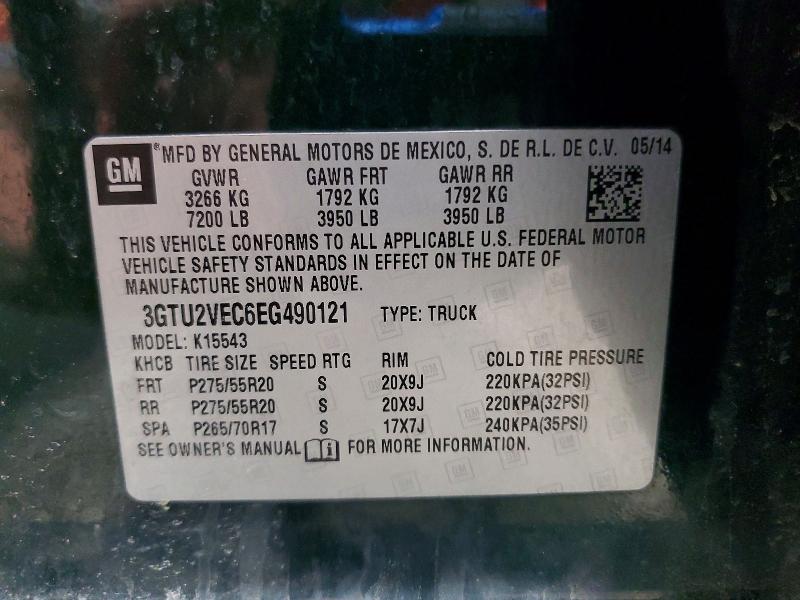 Aukcja sprzedaży 2014 Gmc Sierra, vin: 3GTU2VEC6EG490121, numer aukcji: 52836466