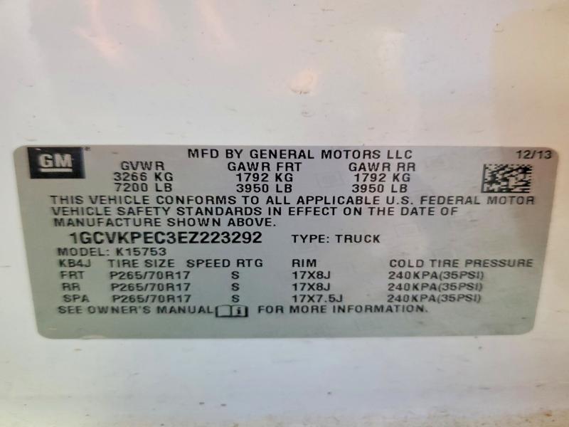 2014 Chevrolet Silverado მანქანა იყიდება აუქციონზე, vin: 1GCVKPEC3EZ223292, აუქციონის ნომერი: 54492216