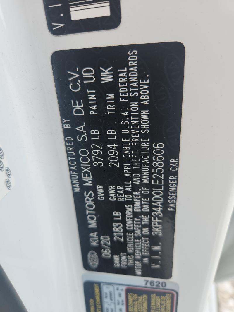 Продажа на аукционе авто 2020 Kia Forte, vin: 3KPF34AD0LE258606, номер лота: 52036466