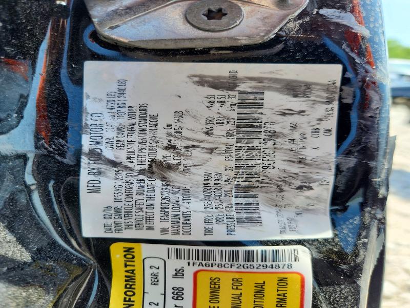 2016 Ford Mustang მანქანა იყიდება აუქციონზე, vin: 1FA6P8CF2G5294878, აუქციონის ნომერი: 55097386