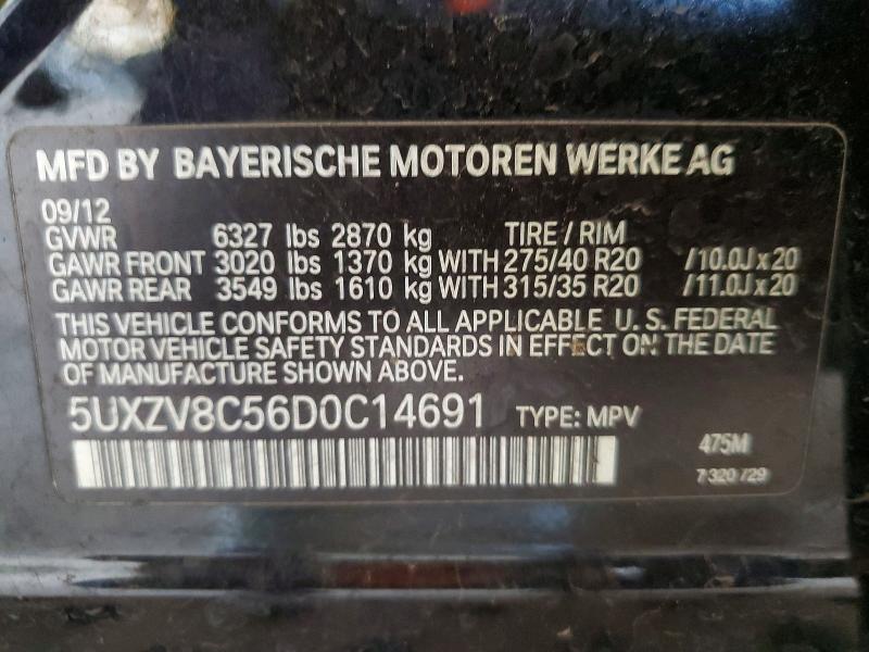 2013 Bmw X5 მანქანა იყიდება აუქციონზე, vin: 5UXZV8C56D0C14691, აუქციონის ნომერი: 54650976