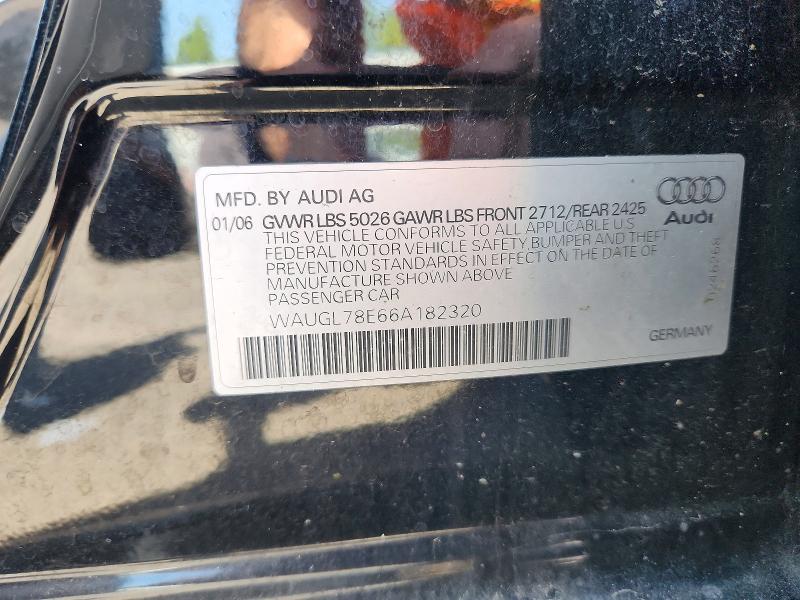 2006 Audi S4 მანქანა იყიდება აუქციონზე, vin: WAUGL78E66A182320, აუქციონის ნომერი: 55558286