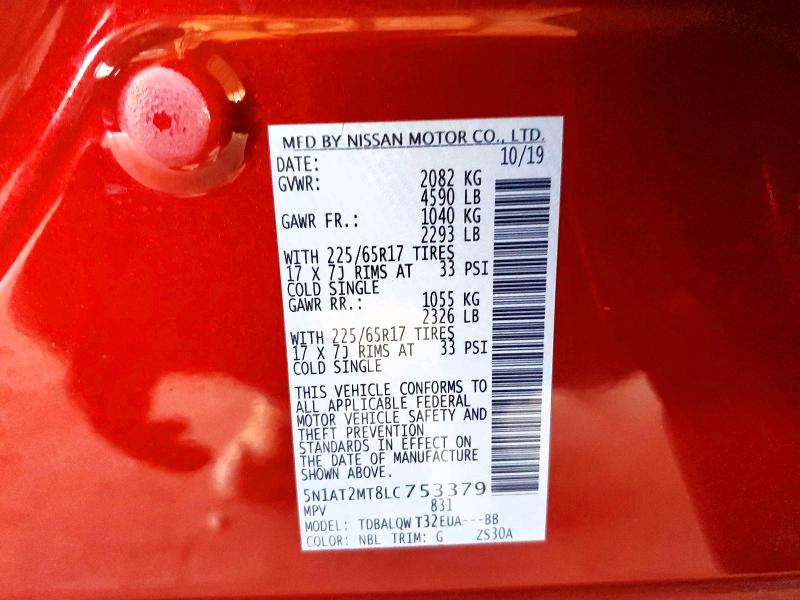 Продажа на аукционе авто 2020 Nissan Rogue, vin: 5N1AT2MT8LC753379, номер лота: 55097226
