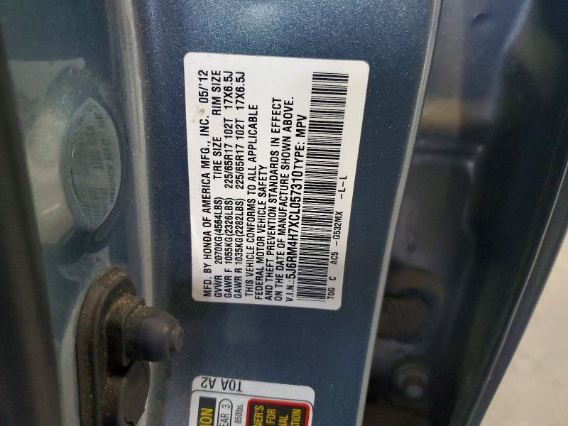 53919226 :رقم المزاد ، 5J6RM4H7XCL057310 vin ، 2012 Honda Cr-v مزاد بيع