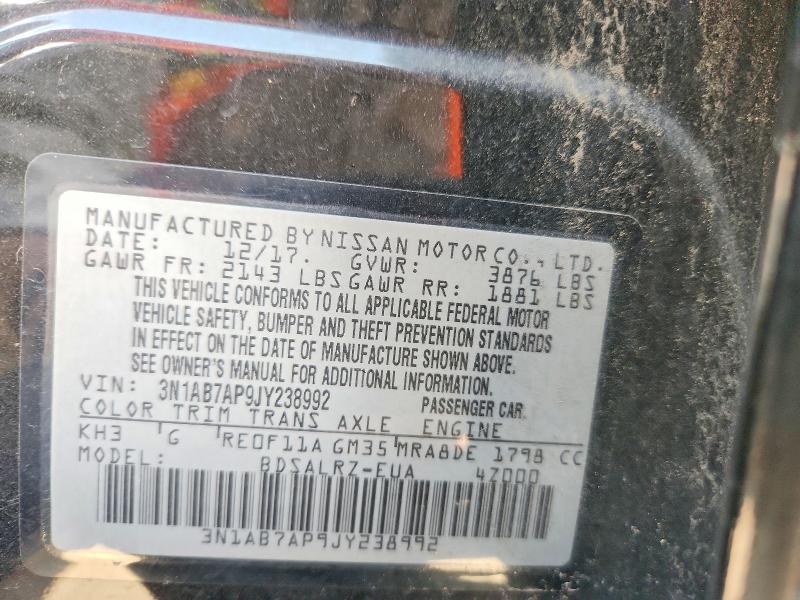 55013966 :رقم المزاد ، 3N1AB7AP9JY238992 vin ، 2018 Nissan Sentra مزاد بيع