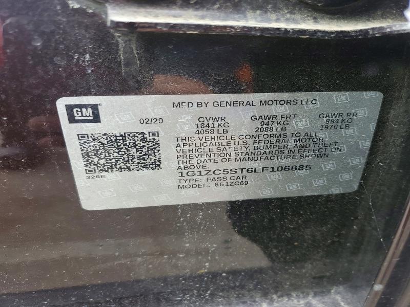 51802206 :رقم المزاد ، 1G1ZC5ST6LF106885 vin ، 2020 Chevrolet Malibu مزاد بيع
