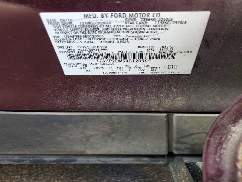 53174656 :رقم المزاد ، 1FAHP2EW5BG120965 vin ، 2011 Ford Taurus مزاد بيع