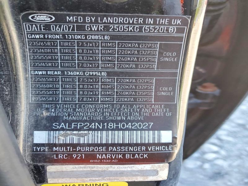 2008 Land Rover Lr2 მანქანა იყიდება აუქციონზე, vin: SALFP24N18H042027, აუქციონის ნომერი: 53574426