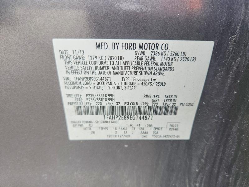 2014 Ford Taurus მანქანა იყიდება აუქციონზე, vin: 1FAHP2E89EG144871, აუქციონის ნომერი: 52225036