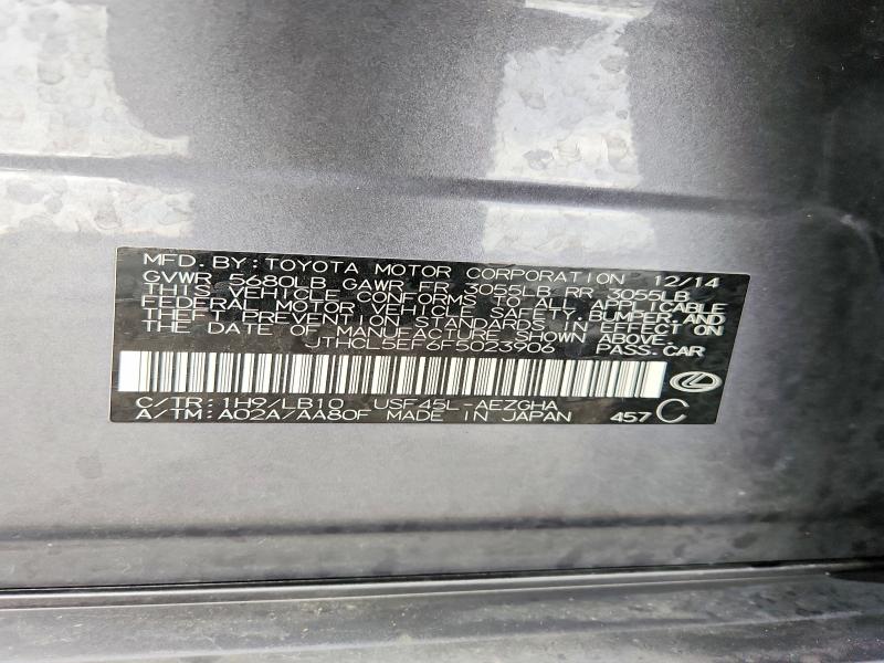 52518156 :رقم المزاد ، JTHCL5EF6F5023906 vin ، 2015 Lexus Ls مزاد بيع