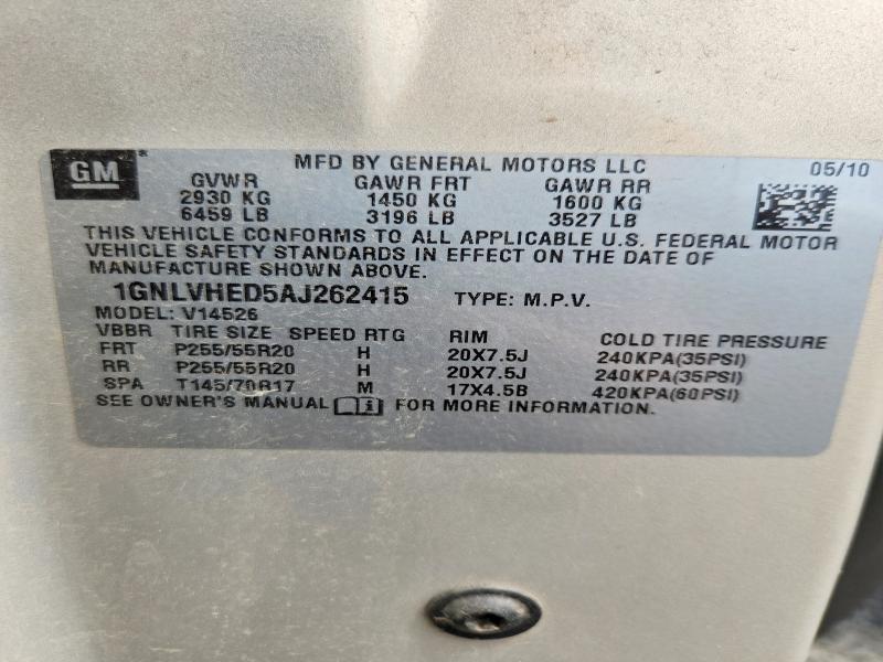 52342666 :رقم المزاد ، 1GNLVHED5AJ262415 vin ، 2010 Chevrolet Traverse مزاد بيع