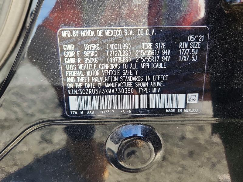Aukcja sprzedaży 2021 Honda Hr-v, vin: 3CZRU5H3XMM730390, numer aukcji: 55049376