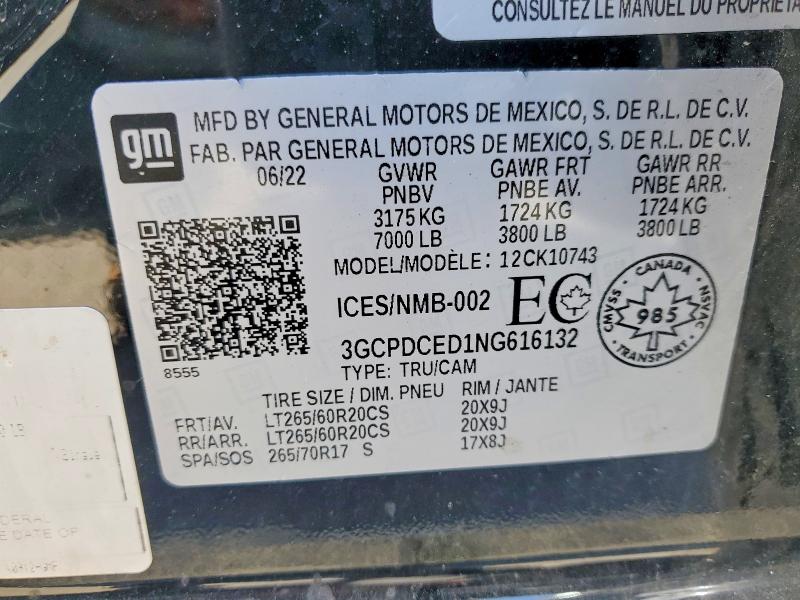 Продаж на аукціоні авто 2022 Chevrolet Silverado, vin: 3GCPDCED1NG616132, номер лоту: 53065736