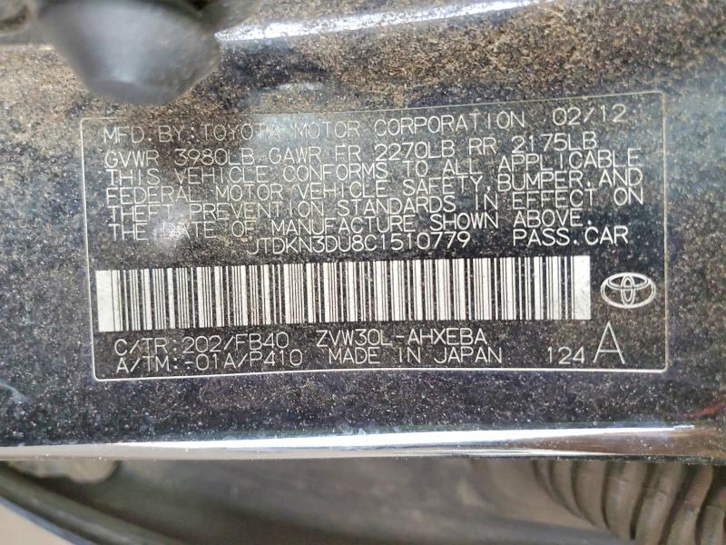Aukcja sprzedaży 2012 Toyota Prius, vin: JTDKN3DU8C1510779, numer aukcji: 54908686