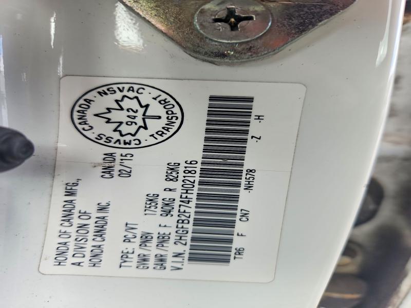 51634606 :رقم المزاد ، 2HGFB2F74FH021816 vin ، 2015 Honda Civic مزاد بيع