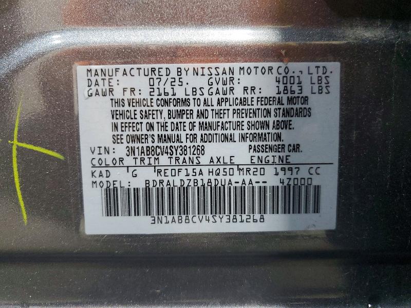 Продаж на аукціоні авто 2025 Nissan Sentra, vin: 3N1AB8CV4SY381268, номер лоту: 52964396