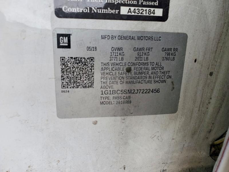 Продаж на аукціоні авто 2018 Chevrolet Cruze, vin: 1G1BC5SM2J7222456, номер лоту: 54524806