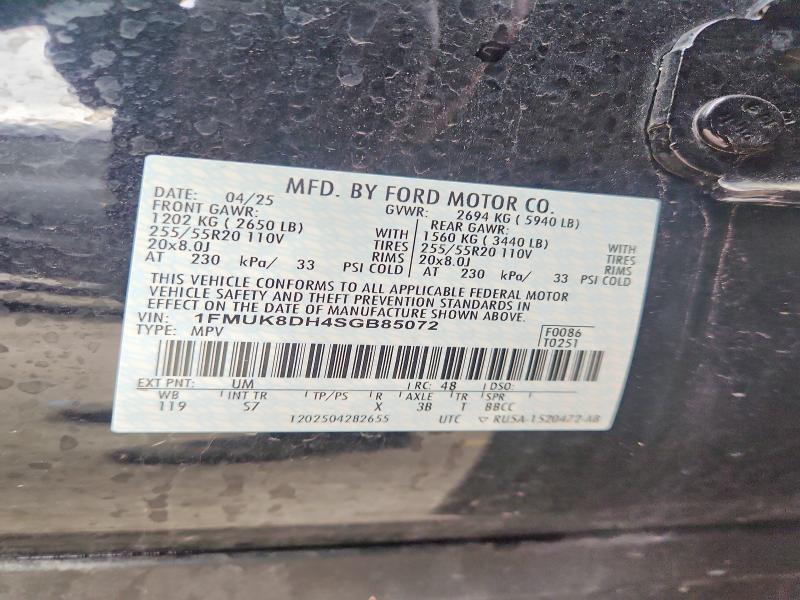 52570406 :رقم المزاد ، 1FMUK8DH4SGB85072 vin ، 2025 Ford Explorer مزاد بيع