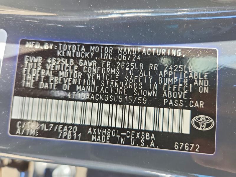 54097336 :رقم المزاد ، 4T1DAACK3SU515759 vin ، 2025 Toyota Camry مزاد بيع