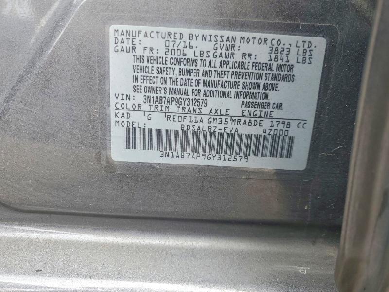 Aukcja sprzedaży 2016 Nissan Sentra, vin: 3N1AB7AP9GY312579, numer aukcji: 54640696