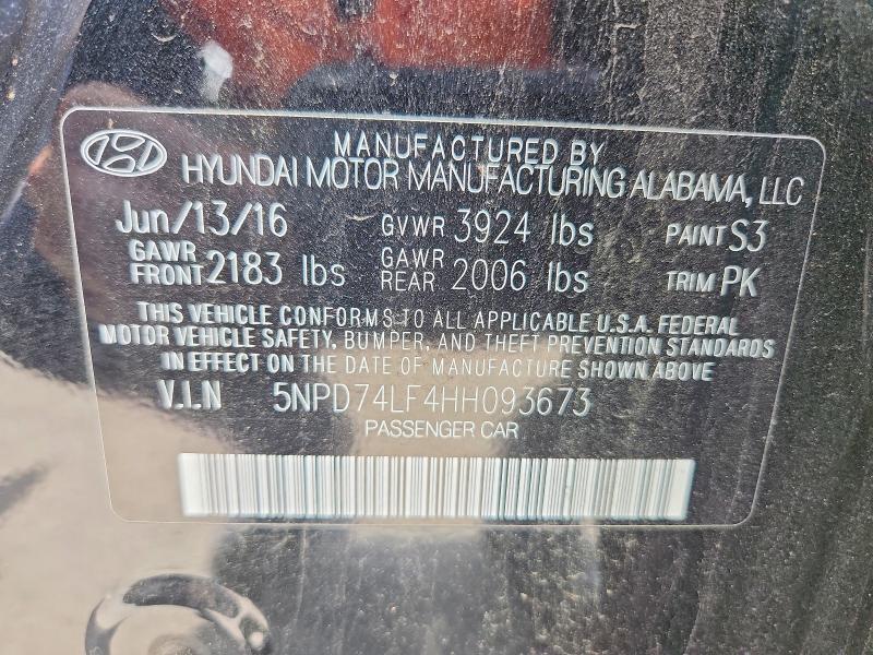 Aukcja sprzedaży 2017 Hyundai Elantra, vin: 5NPD74LF4HH093673, numer aukcji: 54184986