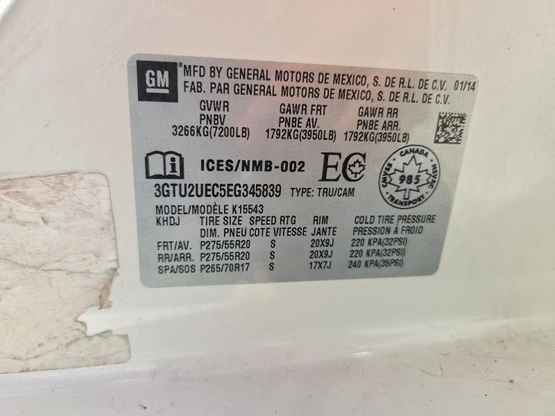 2014 Gmc Sierra მანქანა იყიდება აუქციონზე, vin: 3GTU2UEC5EG345839, აუქციონის ნომერი: 54715756
