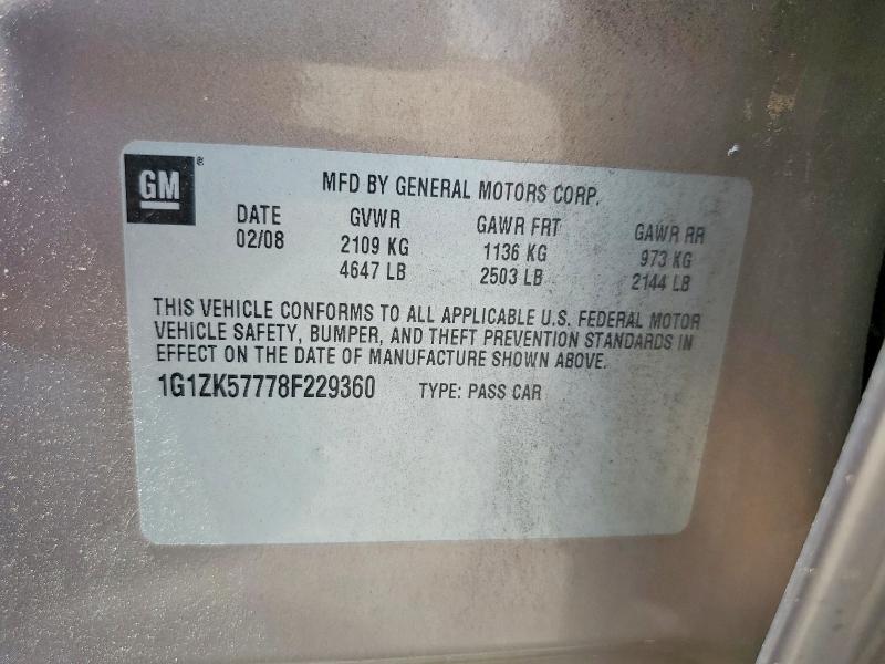Продажа на аукционе авто 2008 Chevrolet Malibu, vin: 1G1ZK57778F229360, номер лота: 54633506