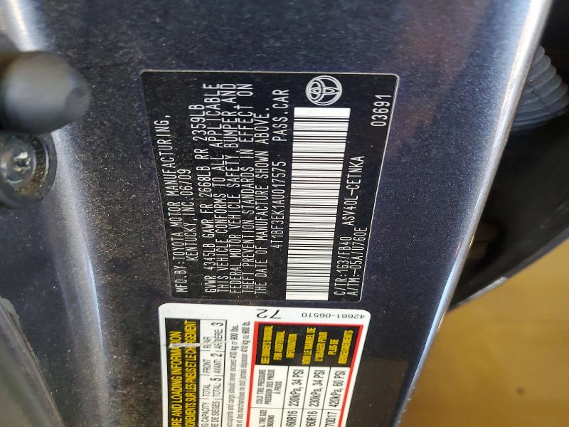 2010 Toyota Camry მანქანა იყიდება აუქციონზე, vin: 4T1BF3EK1AU017575, აუქციონის ნომერი: 54247906
