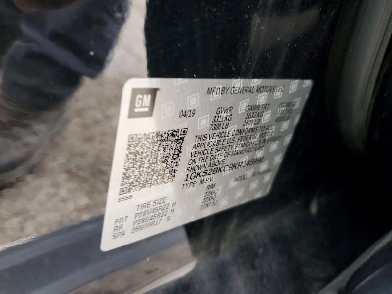 54662006 :رقم المزاد ، 1GKS2BKC9KR345990 vin ، 2019 Gmc Yukon مزاد بيع