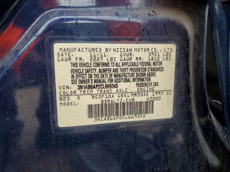 Aukcja sprzedaży 2012 Nissan Sentra, vin: 3N1AB6AP2CL669345, numer aukcji: 53245646