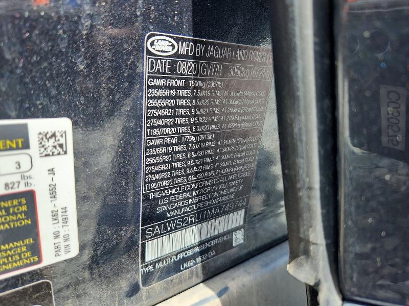 Продажа на аукционе авто 2021 Land Rover Range Rover Sport, vin: SALWS2RU1MA749744, номер лота: 54264146
