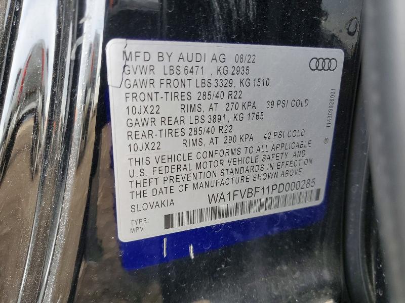 Продажа на аукционе авто 2023 Audi Q8, vin: WA1FVBF11PD000285, номер лота: 52226296
