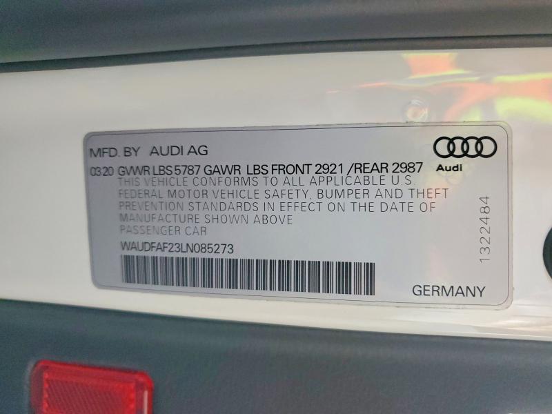 2020 Audi S6 მანქანა იყიდება აუქციონზე, vin: WAUDFAF23LN085273, აუქციონის ნომერი: 55004636