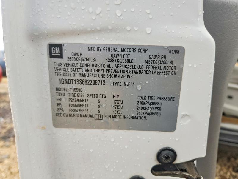 2008 Chevrolet Trailblazer მანქანა იყიდება აუქციონზე, vin: 1GNDT13S682208712, აუქციონის ნომერი: 53981286