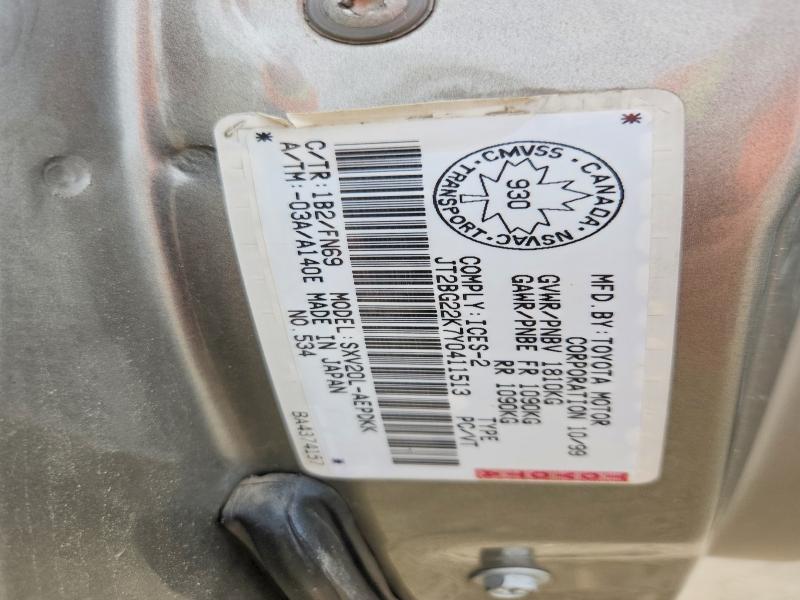 54718856 :رقم المزاد ، JT2BG22K7Y0411513 vin ، 2000 Toyota Camry مزاد بيع