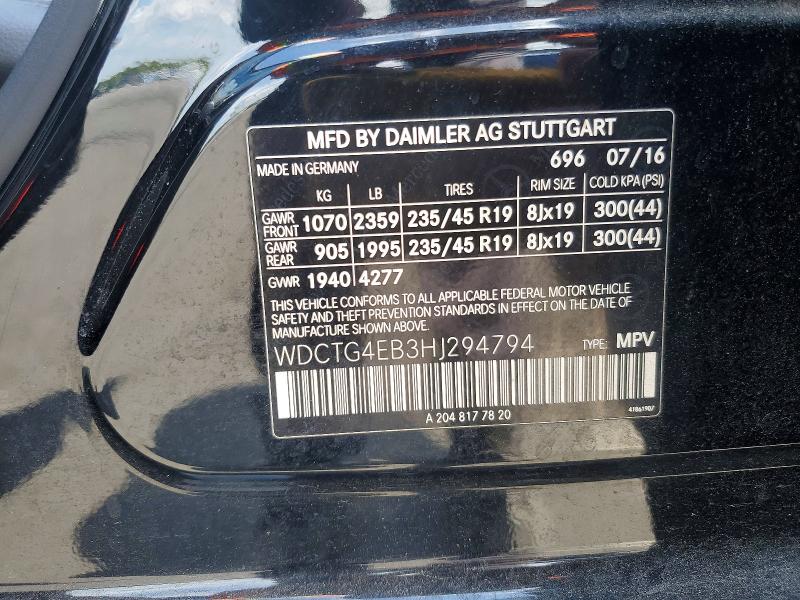 51806586 :رقم المزاد ، WDCTG4EB3HJ294794 vin ، 2017 Mercedes-benz Gla مزاد بيع