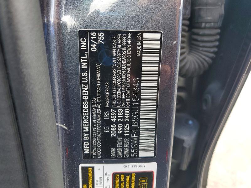 Продаж на аукціоні авто 2016 Mercedes-benz C, vin: 55SWF4JB5GU154343, номер лоту: 54462846