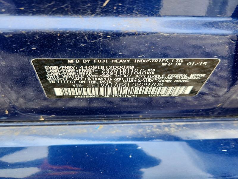 53938676 :رقم المزاد ، JF1VA1A64F9829708 vin ، 2015 Subaru Wrx مزاد بيع