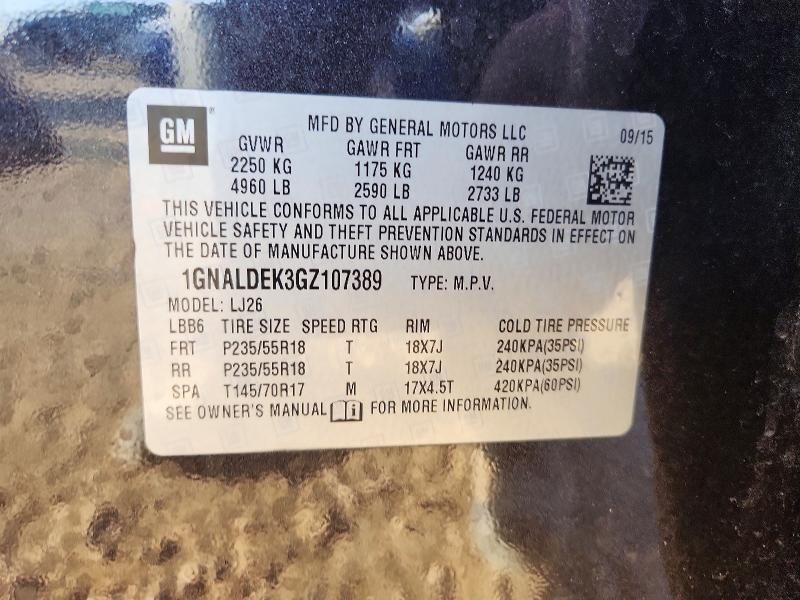 51381916 :رقم المزاد ، 1GNALDEK3GZ107389 vin ، 2016 Chevrolet Equinox مزاد بيع