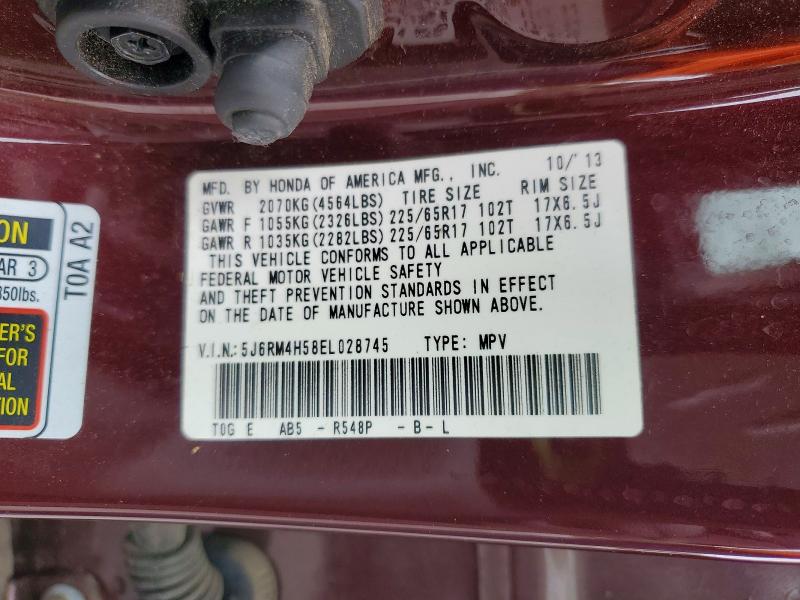 52744556 :رقم المزاد ، 5J6RM4H58EL028745 vin ، 2014 Honda Cr-v مزاد بيع