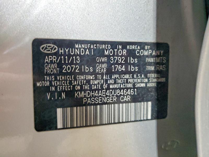 52882316 :رقم المزاد ، KMHDH4AE4DU846461 vin ، 2013 Hyundai Elantra مزاد بيع