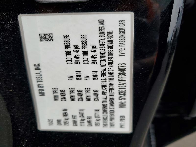 55573166 :رقم المزاد ، 5YJ3E1EA1PF384078 vin ، 2023 Tesla Model 3 مزاد بيع